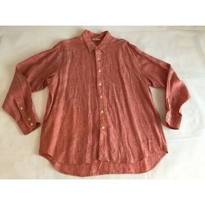 Tommy Bahama Mens XL Shirt 100% Linen Red Long Slv